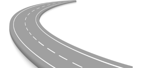 A curved, three-lane road on a light background. The words "QESH CONSULTING" appear in large, bold white letters to the right of the road.
